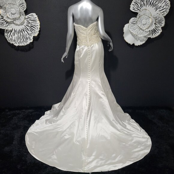 NWT~$1850~CB COUTURE~6/8~IVORY STRAPLESS MERMAID FIT & FLARE WEDDING DRESS - Picture 13 of 16
